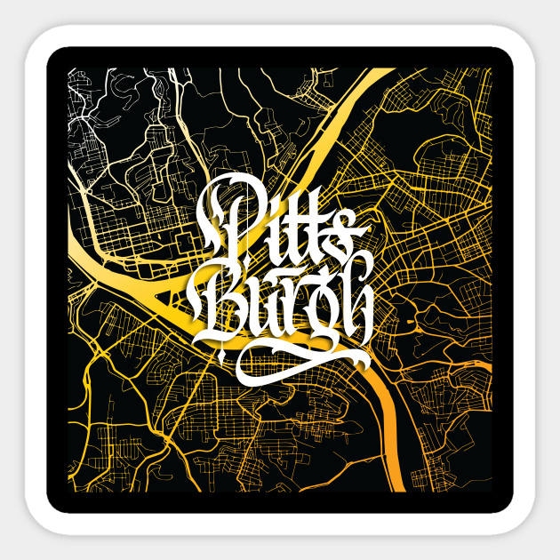 Pittsburgh Map Calligraphy Design Sticker by polliadesign